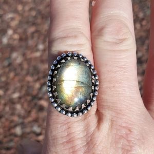 New Fiery Labradorite 925 Silver Ring.